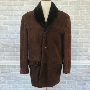 Vintage Skalar Suede Coat Jacket Faux Fur Lined 44 Western Heritage Made in USA